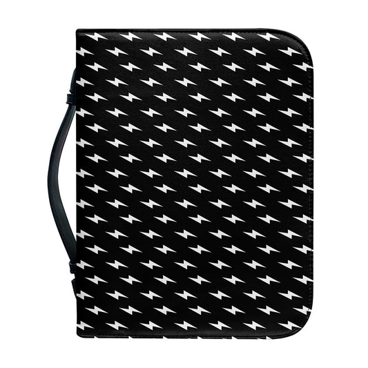 Black And White Lightning Pattern Print Leather Bible Cover