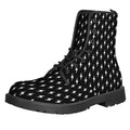 Black And White Lightning Pattern Print Lace-Up Boots