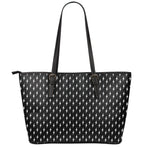 Black And White Lightning Pattern Print Leather Tote Bag