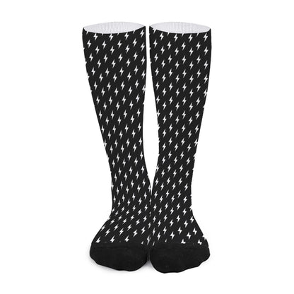 Black And White Lightning Pattern Print Long Socks