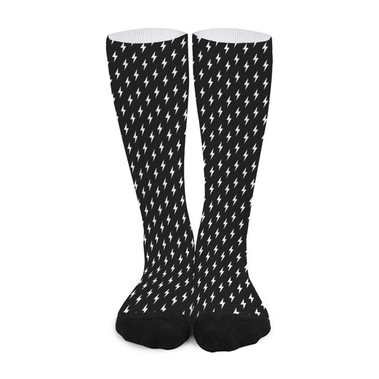 Black And White Lightning Pattern Print Long Socks