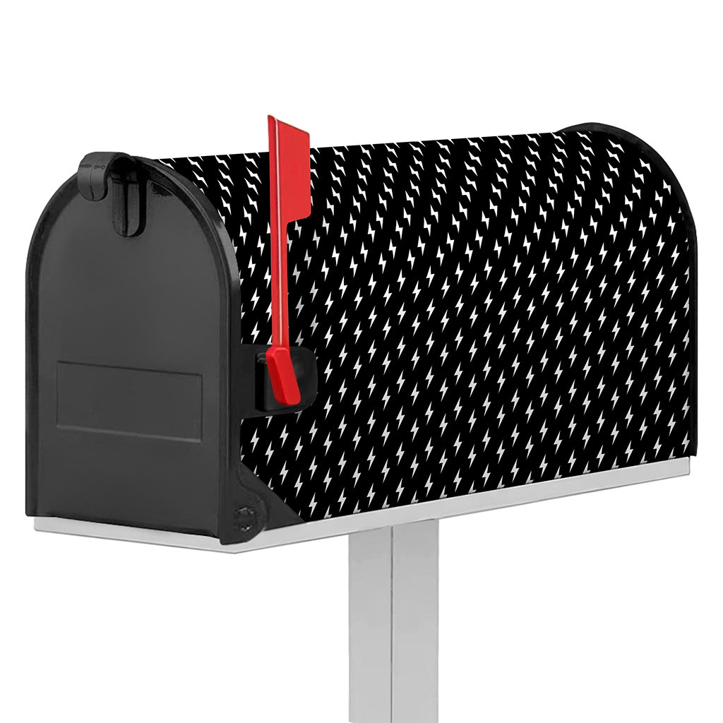 Black And White Lightning Pattern Print Mailbox Cover