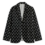 Black And White Lightning Pattern Print Men's Blazer