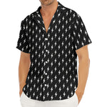 Black And White Lightning Pattern Print Men's Deep V-Neck Shirt