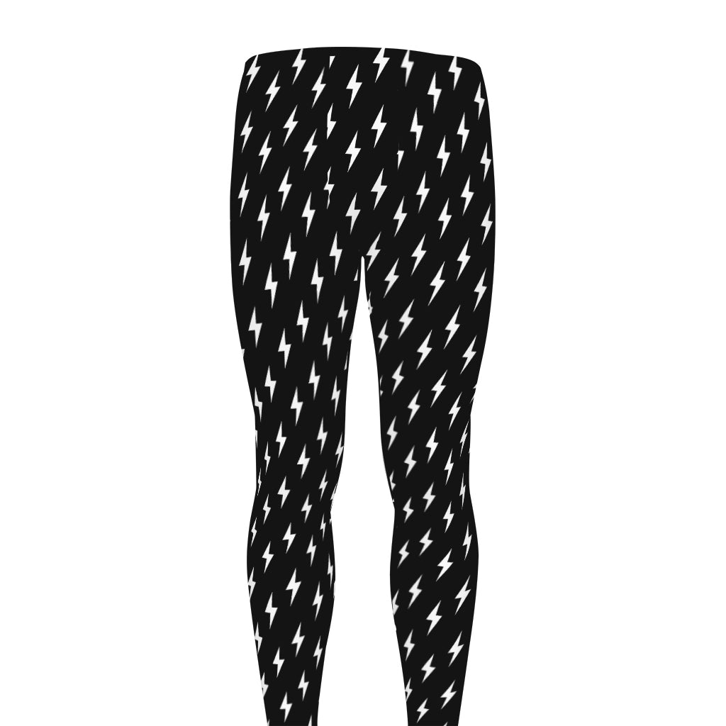 Black And White Lightning Pattern Print Men's leggings