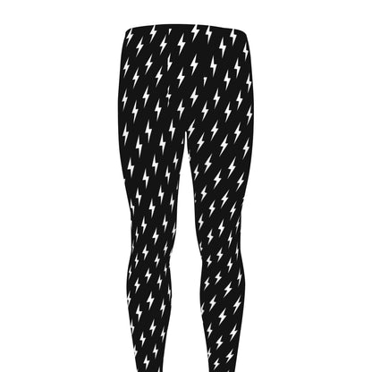 Black And White Lightning Pattern Print Men's leggings