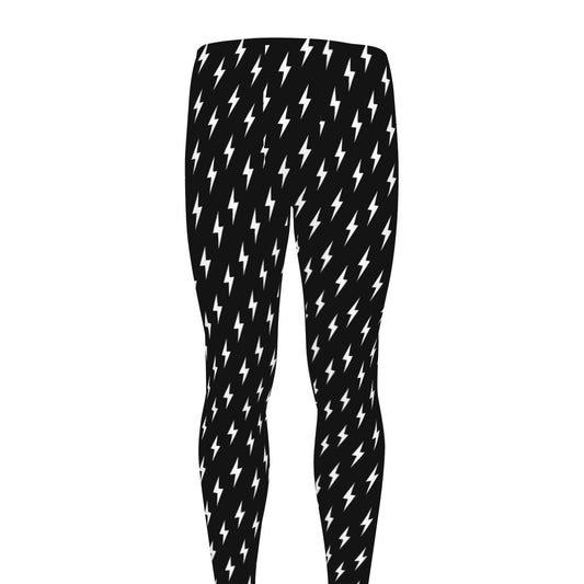 Black And White Lightning Pattern Print Men's leggings