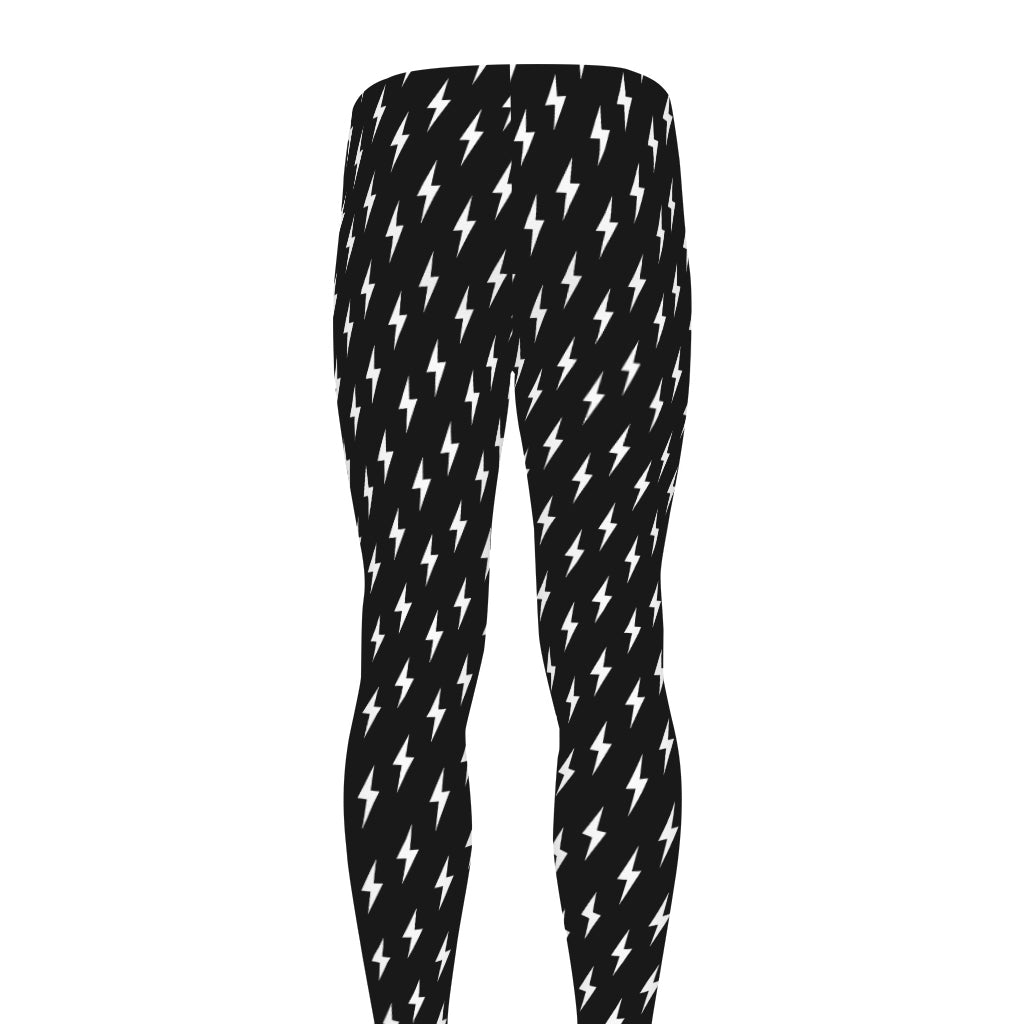 Black And White Lightning Pattern Print Men's leggings