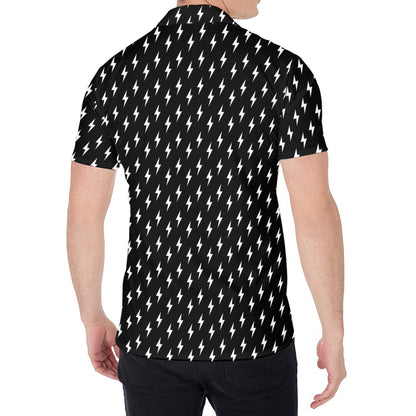 Black And White Lightning Pattern Print Men's Shirt