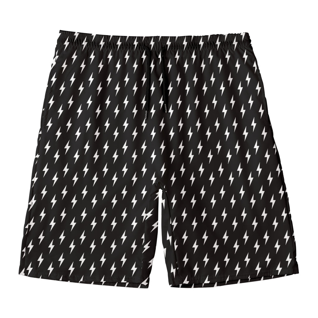 Black And White Lightning Pattern Print Men's Swim Trunks