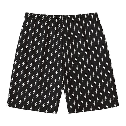 Black And White Lightning Pattern Print Men's Swim Trunks