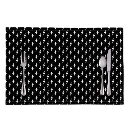 Black And White Lightning Pattern Print Placemat