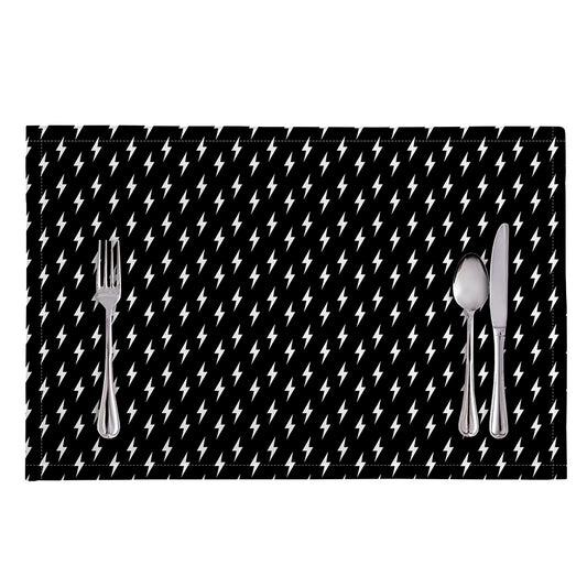 Black And White Lightning Pattern Print Placemat