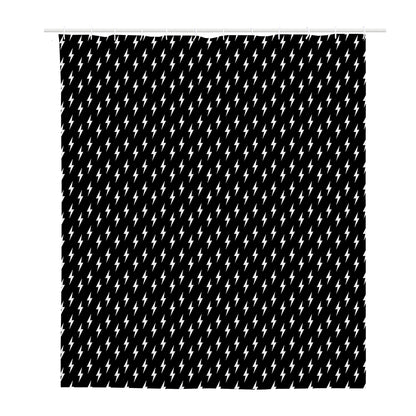 Black And White Lightning Pattern Print Polyester Shower Curtain