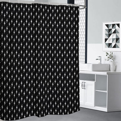 Black And White Lightning Pattern Print Premium Shower Curtain