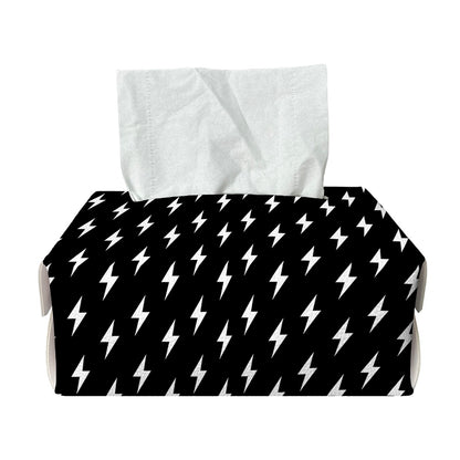 Black And White Lightning Pattern Print Rectangle Tissue Box Cover