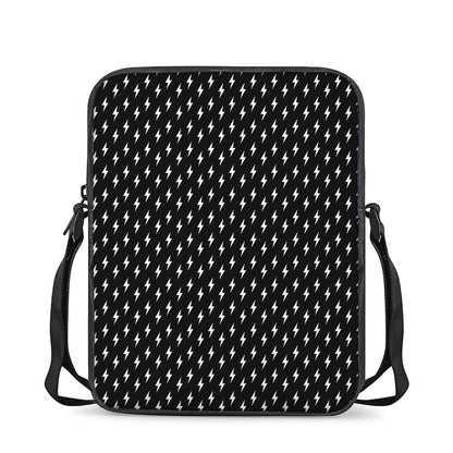 Black And White Lightning Pattern Print Rectangular Crossbody Bag