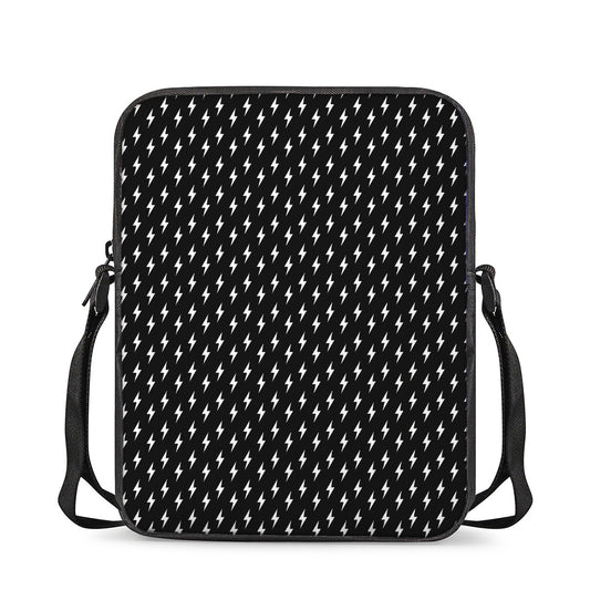 Black And White Lightning Pattern Print Rectangular Crossbody Bag