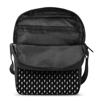 Black And White Lightning Pattern Print Rectangular Crossbody Bag