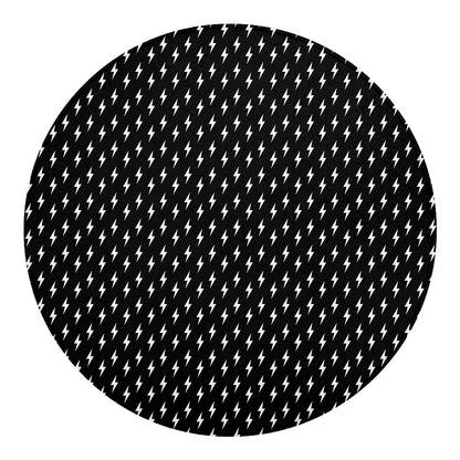 Black And White Lightning Pattern Print Round Blanket