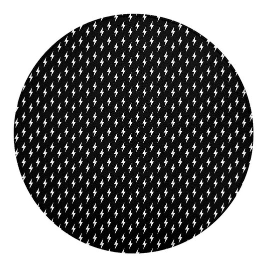 Black And White Lightning Pattern Print Round Blanket