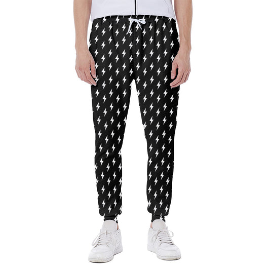 Black And White Lightning Pattern Print Scuba Joggers