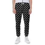 Black And White Lightning Pattern Print Scuba Joggers