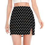 Black And White Lightning Pattern Print Side Slit Mini Skirt