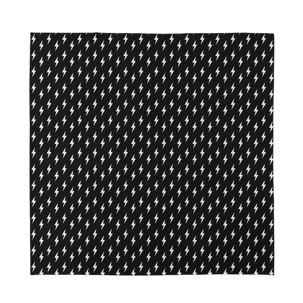 Black And White Lightning Pattern Print Silk Bandana