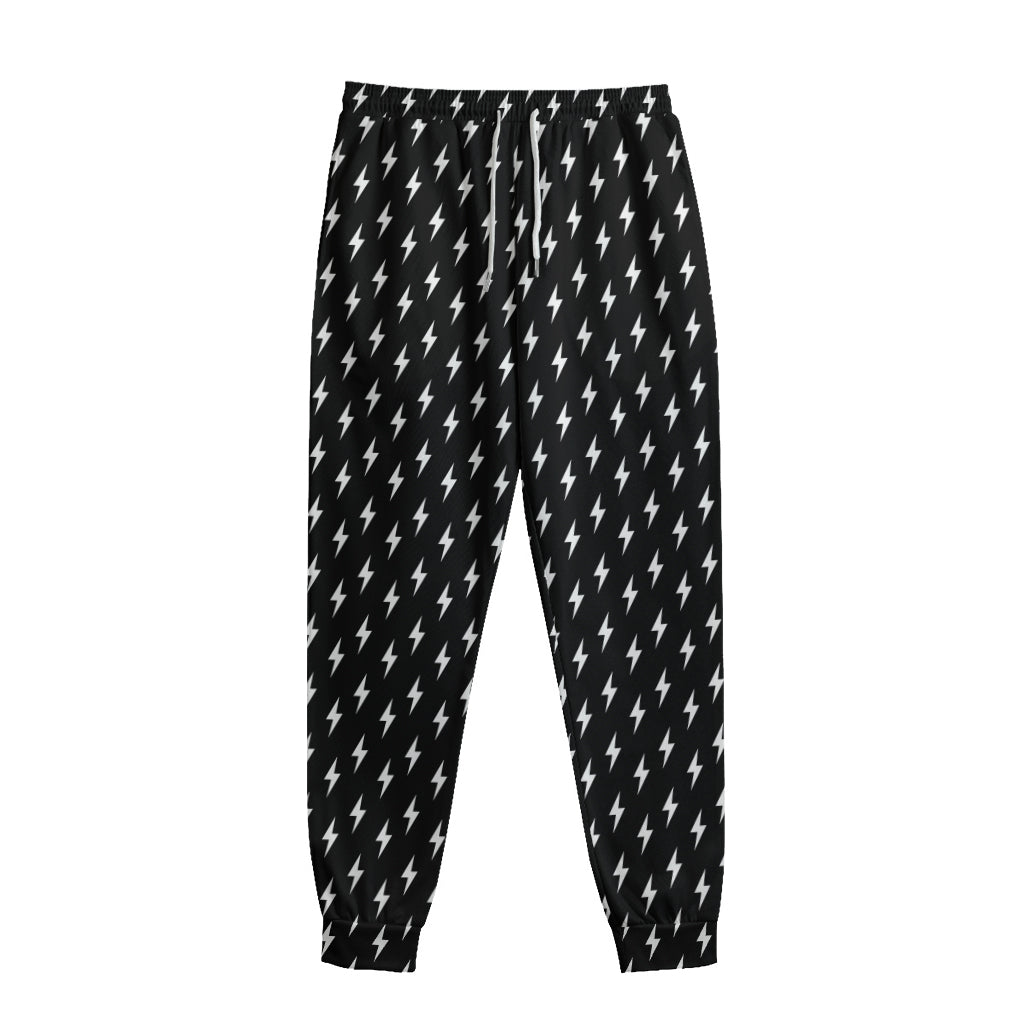 Black And White Lightning Pattern Print Sweatpants