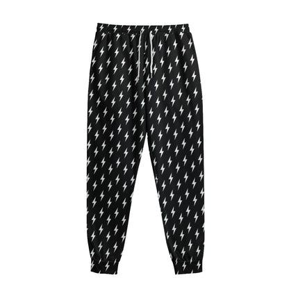 Black And White Lightning Pattern Print Sweatpants