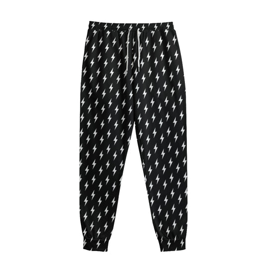 Black And White Lightning Pattern Print Sweatpants