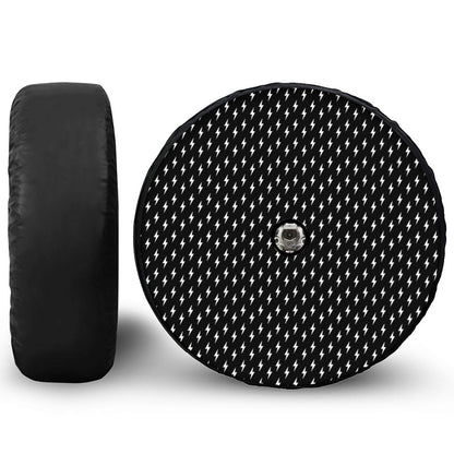 Black And White Lightning Pattern Print Tire Cover With Camera Hole