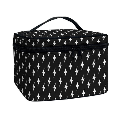 Black And White Lightning Pattern Print Travel Makeup Bag