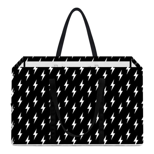 Black And White Lightning Pattern Print Utility Tote Bag