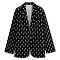 Black And White Lightning Pattern Print Women's Cotton Blazer
