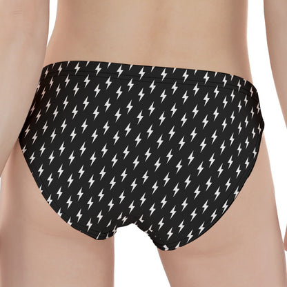 Black And White Lightning Pattern Print Women's Panties