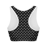 Black And White Lightning Pattern Print Women's Sports Bra