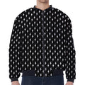 Black And White Lightning Pattern Print Zip Sleeve Bomber Jacket