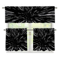 Black And White Lightspeed Print 3 Piece Kitchen Curtains