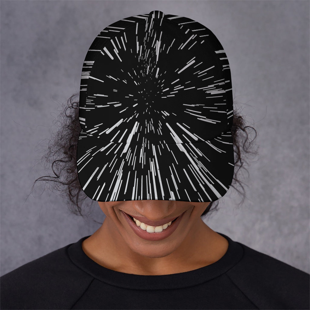 Black And White Lightspeed Print Baseball Cap
