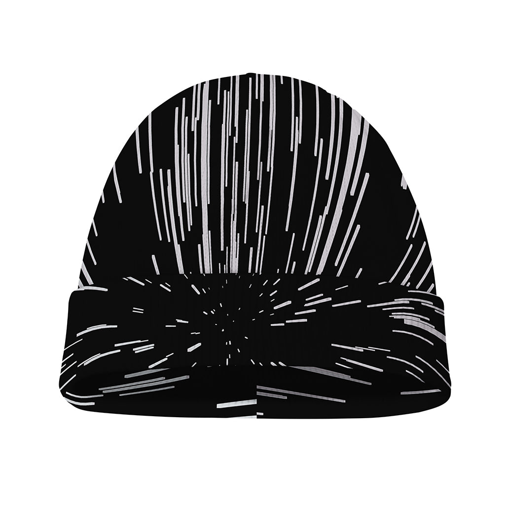 Black And White Lightspeed Print Beanie