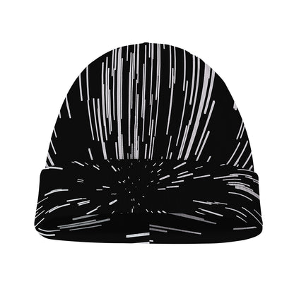 Black And White Lightspeed Print Beanie