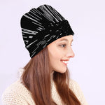 Black And White Lightspeed Print Beanie