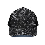 Black And White Lightspeed Print Black Mesh Trucker Cap