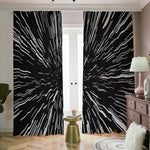 Black And White Lightspeed Print Blackout Pencil Pleat Curtains