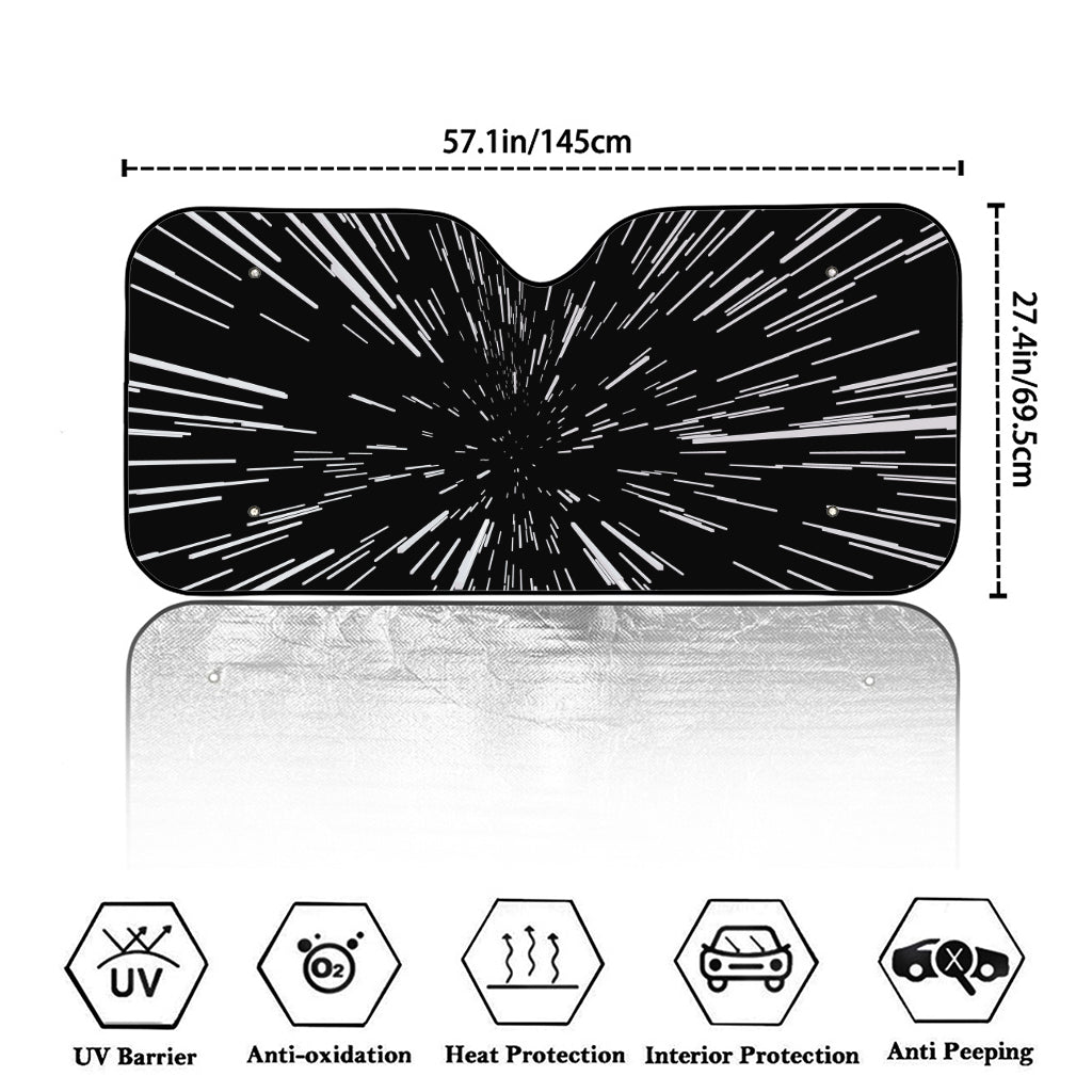 Black And White Lightspeed Print Car Windshield Sun Shade