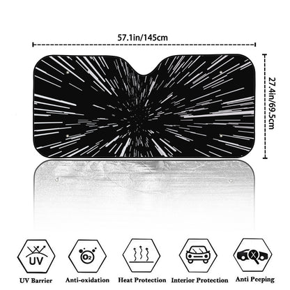 Black And White Lightspeed Print Car Windshield Sun Shade