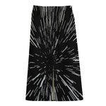 Black And White Lightspeed Print Cotton Front Slit Maxi Skirt