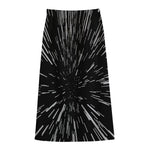 Black And White Lightspeed Print Cotton Front Slit Maxi Skirt